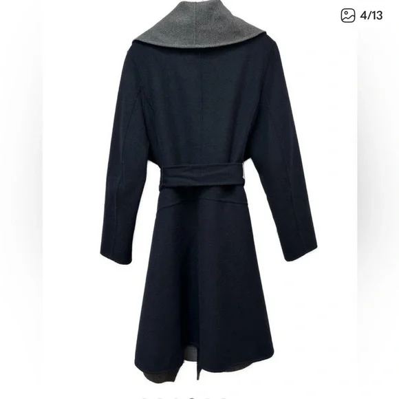 Diane Von Furstenberg Black and Gray Pea Coat - Picture 4 of 5